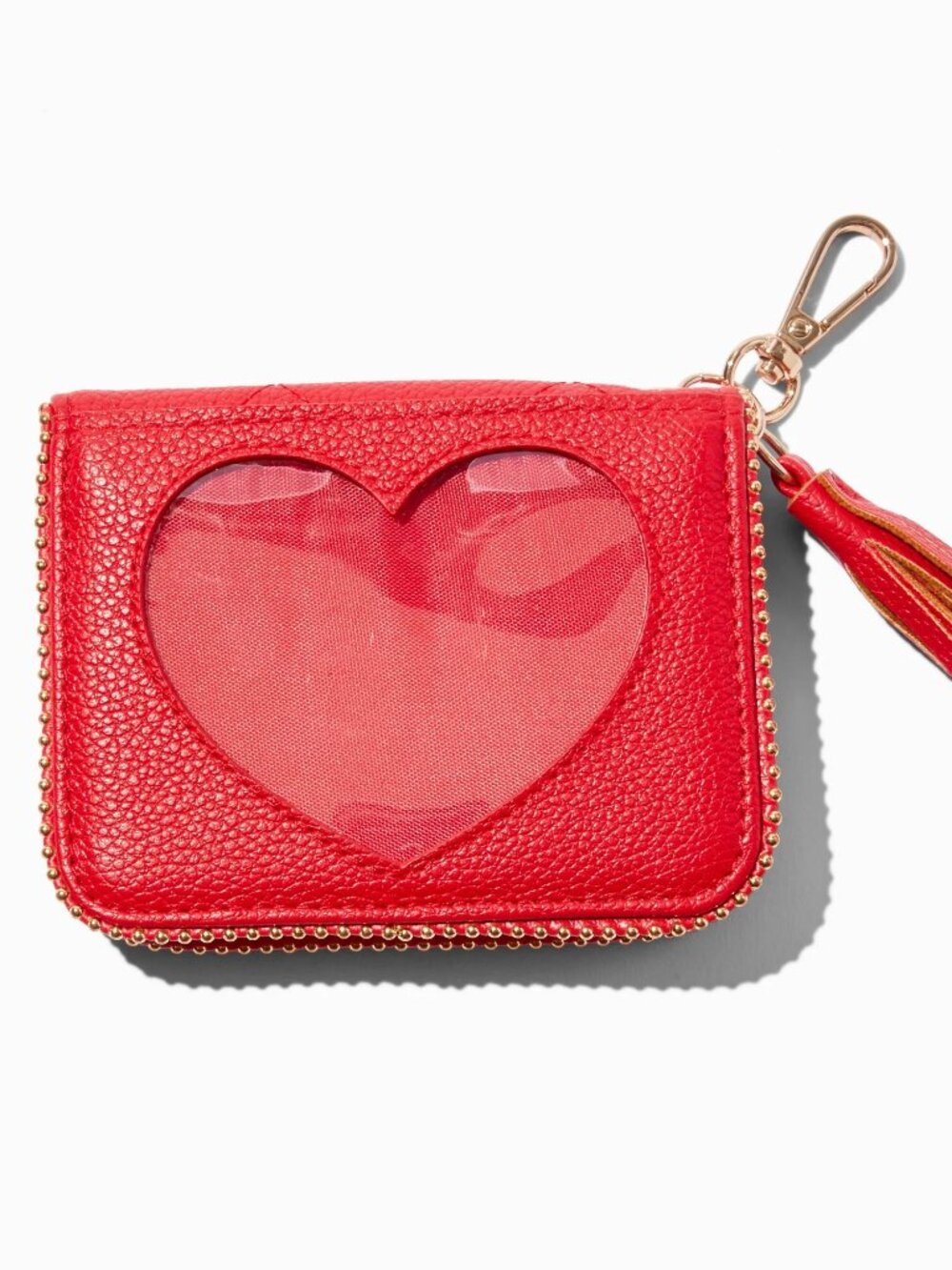 Claire's Faux Leather Valentine's Day Heart Quilted Credit Card Case Wallet